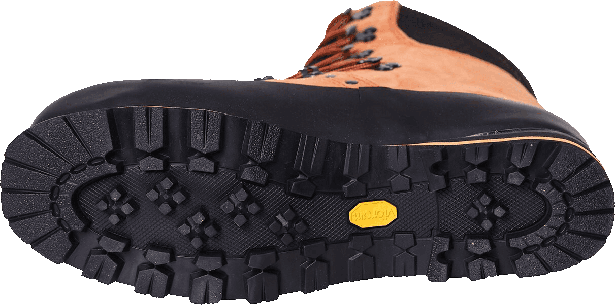 Boot sole — Vibram Teton lug pattern.